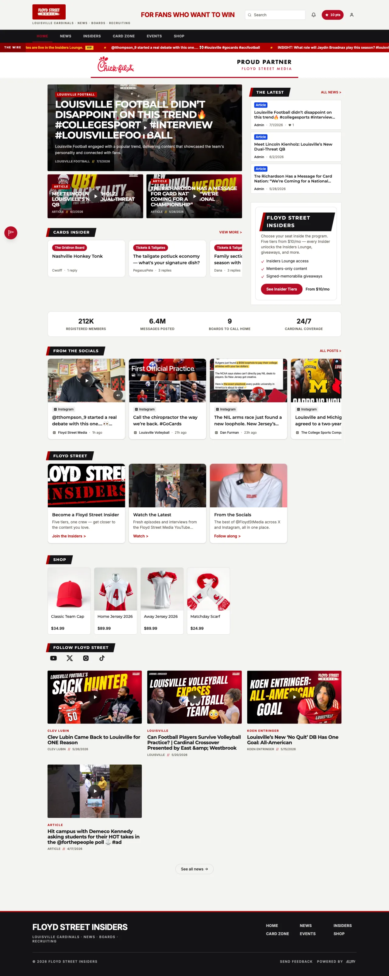 Floyd Street Media website homepage, light theme